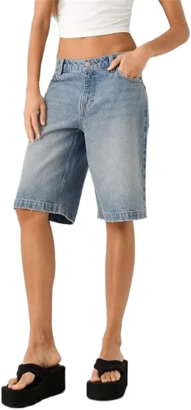 Alyweatry Y2k Loose Denim Bermuda Shorts for Women Low Rise Wide Leg Knee Length Oversized Fit Summer Jeans Shorts