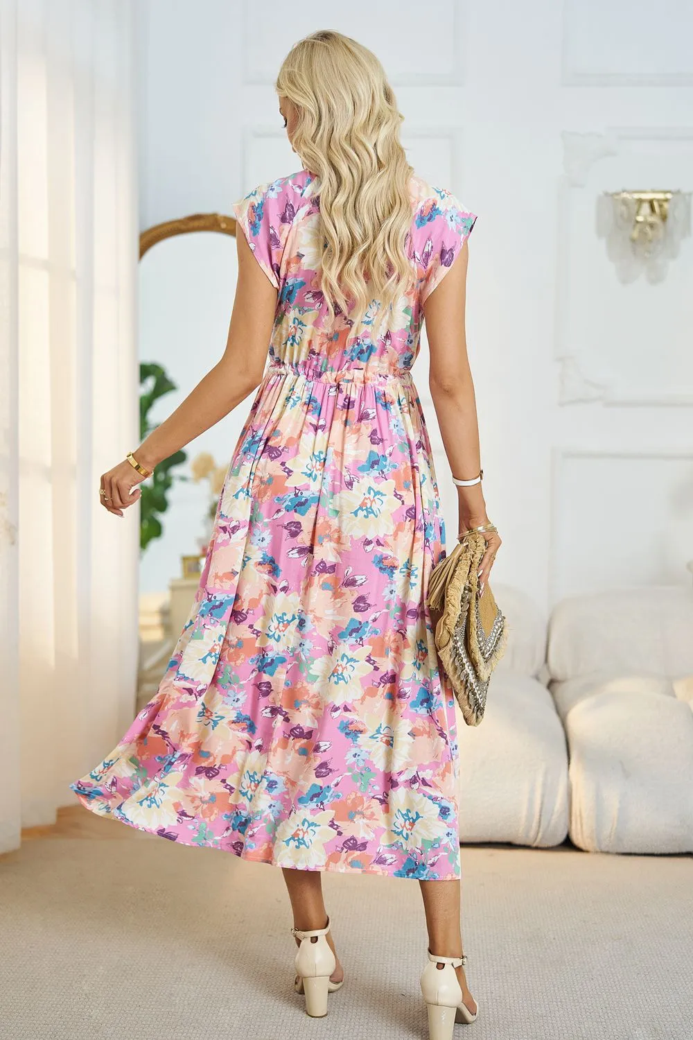 *APP EXCLUSIVE* Floral Vneck A-Line Midi Dress