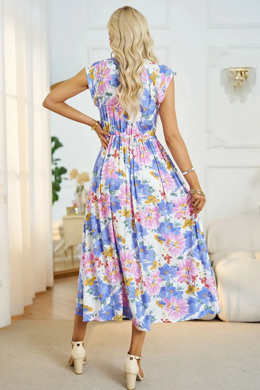 *APP EXCLUSIVE* Floral Vneck A-Line Midi Dress