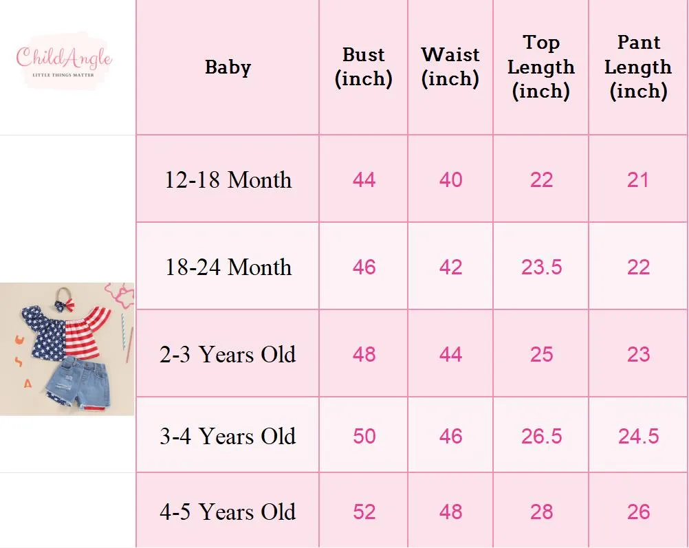 Baby Girls Outfit Tops Denim Shorts July 4th Clothes with Headband