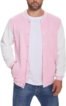 babyhealthy Men's Varsity Jacket Baseball Bomber Jacket Slim Fit Button Down Letterman Jacket Winter Coat
