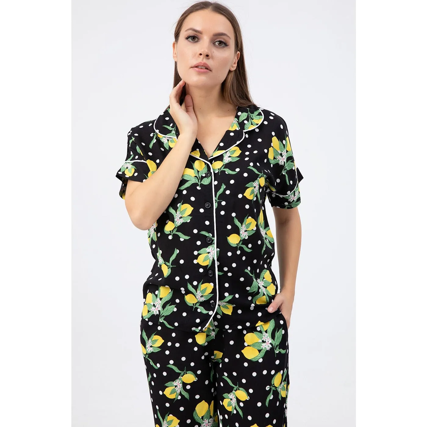 Black Printed PJ Set