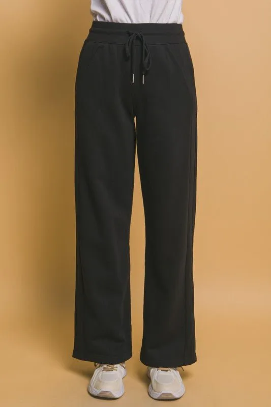 Black Wide Leg Sweatpants with Pockets