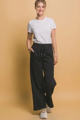 Black Wide Leg Sweatpants with Pockets