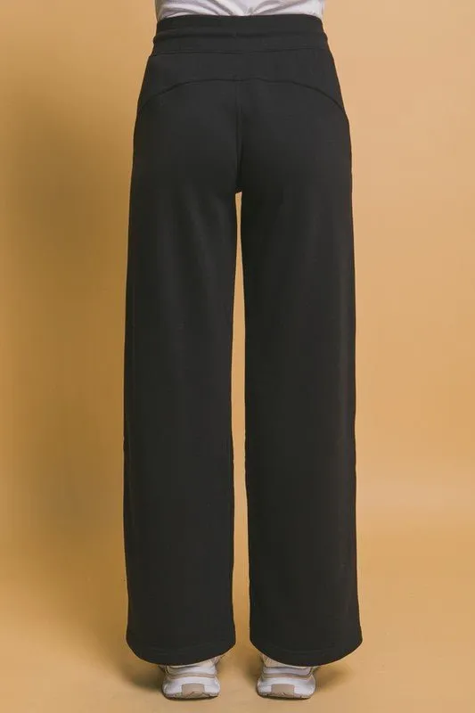 Black Wide Leg Sweatpants with Pockets