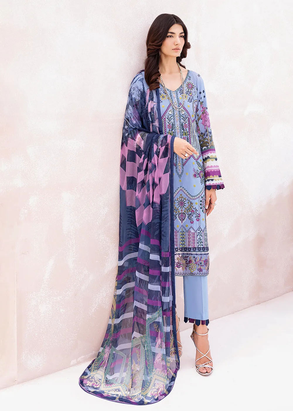 Blue Pakistani Salwar Suit - Ramsha Mashaal Collection Vol 7 - #L-711