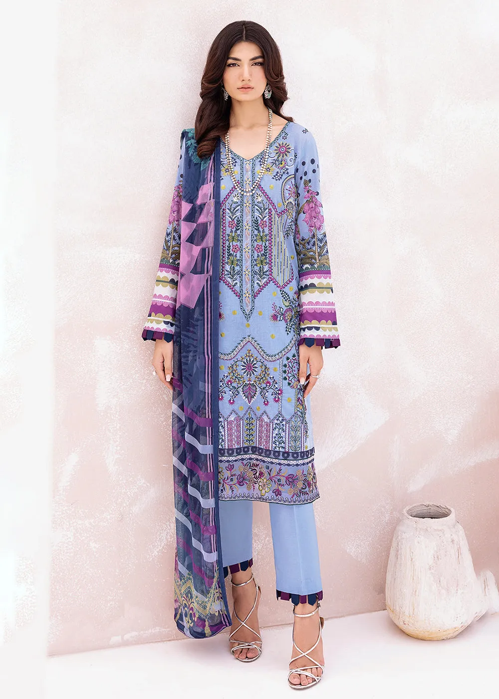 Blue Pakistani Salwar Suit - Ramsha Mashaal Collection Vol 7 - #L-711