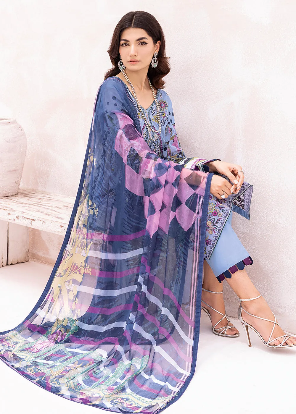 Blue Pakistani Salwar Suit - Ramsha Mashaal Collection Vol 7 - #L-711