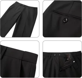 Bofan Mens Suit Pants Expandable-Waist Flat Front Straight Fit Suit Trousers for Men