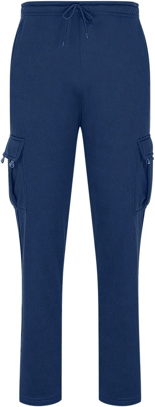 Cargo Sweatpants for Men Big and Tall Loose Fit Casual Workout Running Pants Drawstring Joggers Wide Leg Cargos