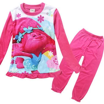 Children Pajamas Set Long Sleeve Cartoon Pajamas Trolls Girls Pajamas Set Sleepwear Homewear Clothing Sets Robe Kids Underwear