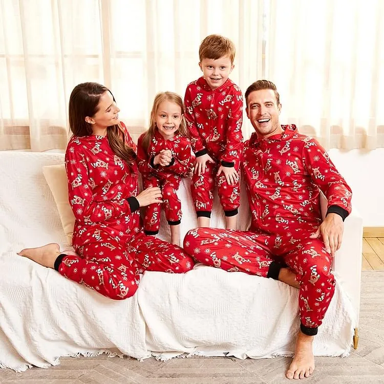 Christmas Cartoon Printed Onesie Family Pajamas Set