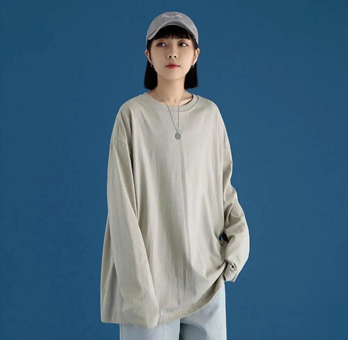 Couple Solid Color Long-sleeved T-shirt