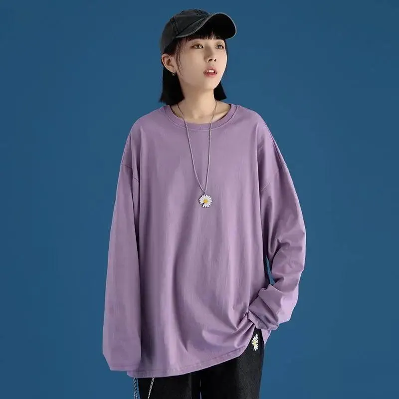 Couple Solid Color Long-sleeved T-shirt