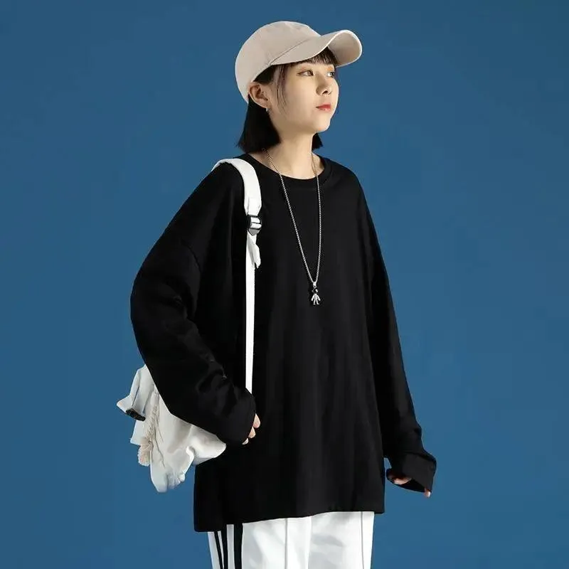 Couple Solid Color Long-sleeved T-shirt