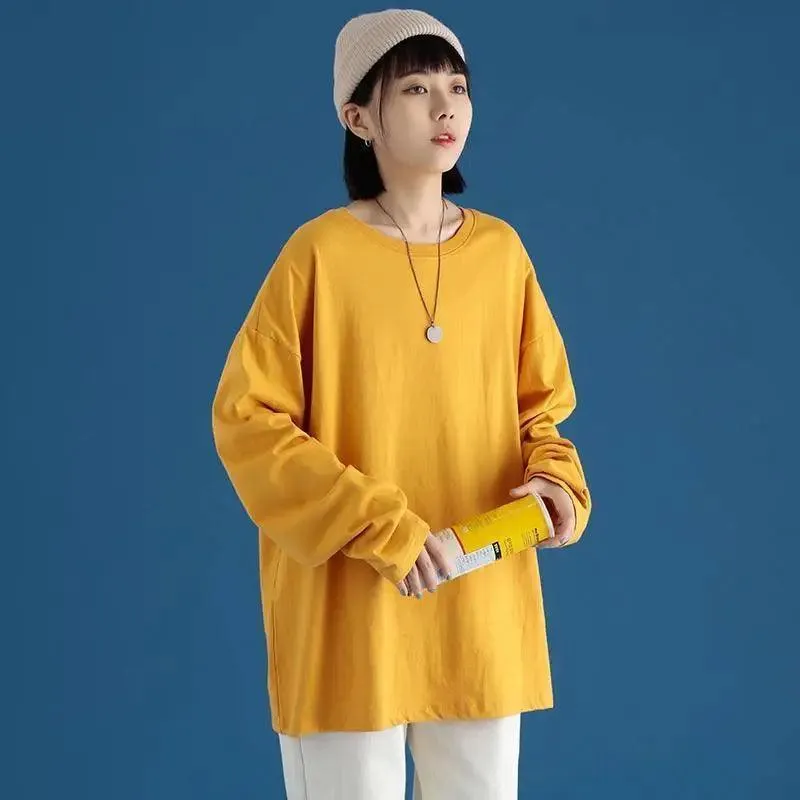 Couple Solid Color Long-sleeved T-shirt
