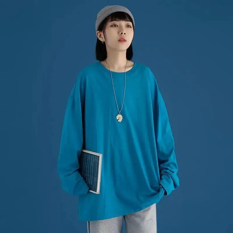 Couple Solid Color Long-sleeved T-shirt