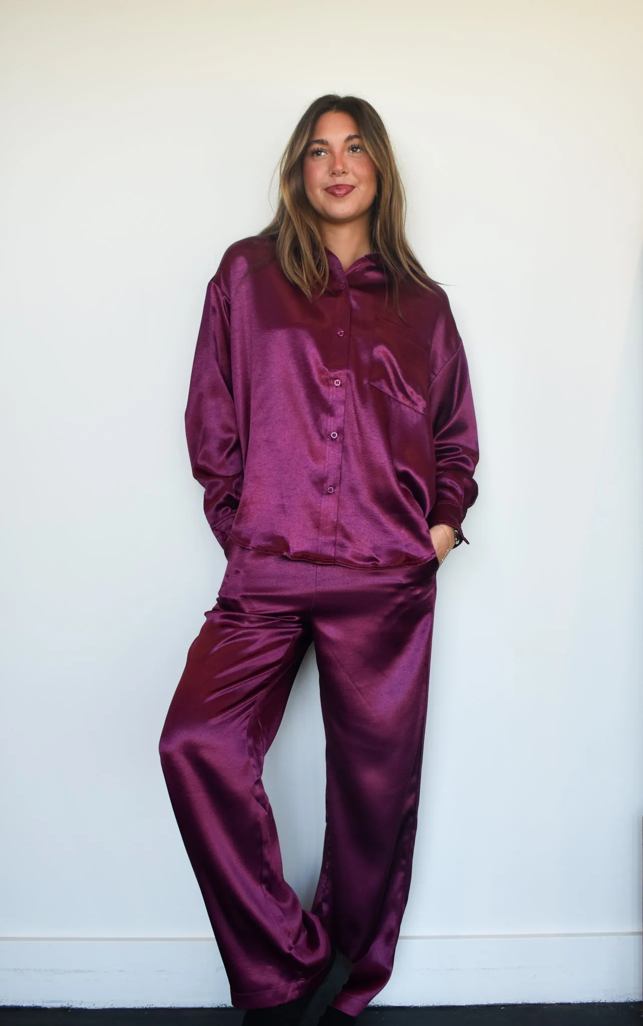 Cozy & Silk Pajama Set - Plum