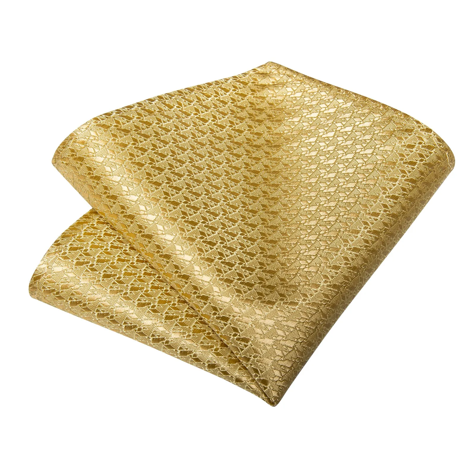 DiBanGu Gold Tie Geometry Men's Silk Tie Pocket Square Cufflinks Set