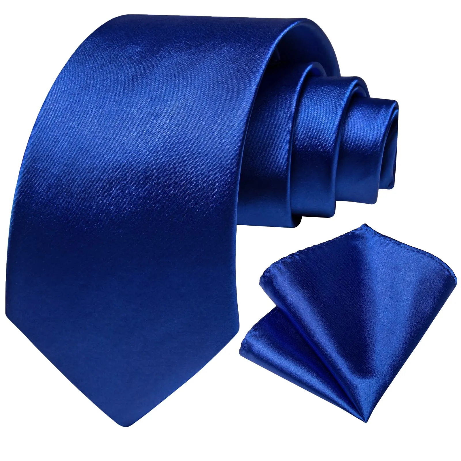 DiBanGu Silk Tie Azure Blue Solid Mens Formal Business Tie Handkerchief Cufflinks Set