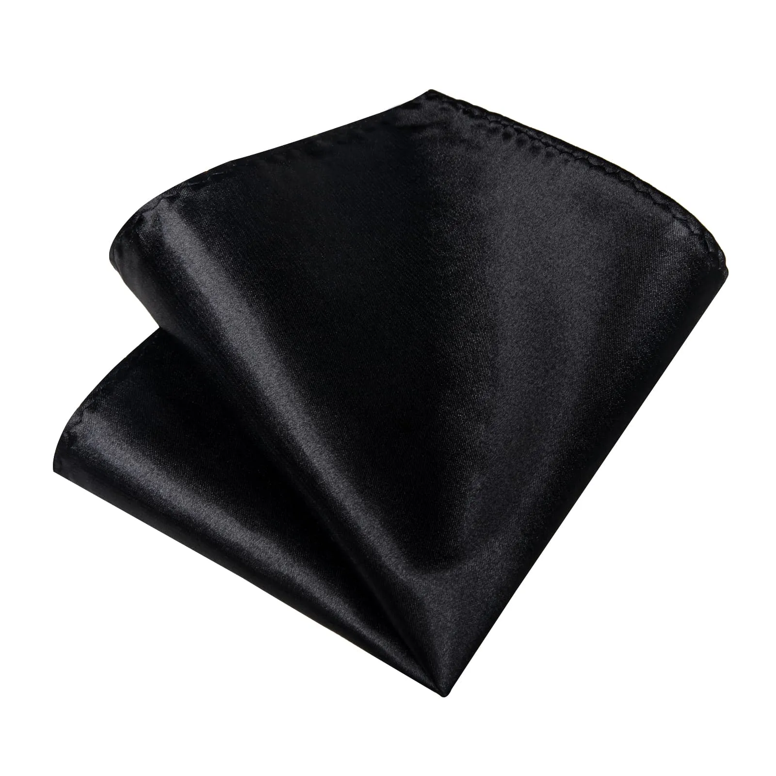 DiBanGu Silk Tie Classic Black Solid Mens Formal Business Tie Handkerchief Cufflinks Set