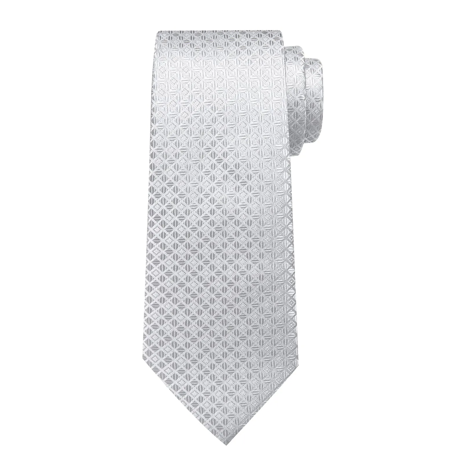 DiBanGu Silk Tie Could Grey Plaid Mens Tuxedo Work Dresses Tie Pocket Square Cufflinks Set