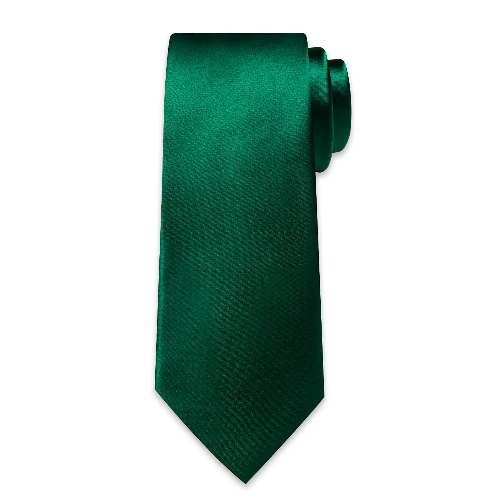 DiBanGu Silk Tie Forest Green Solid Mens Formal Business Tie Handkerchief Cufflinks Set