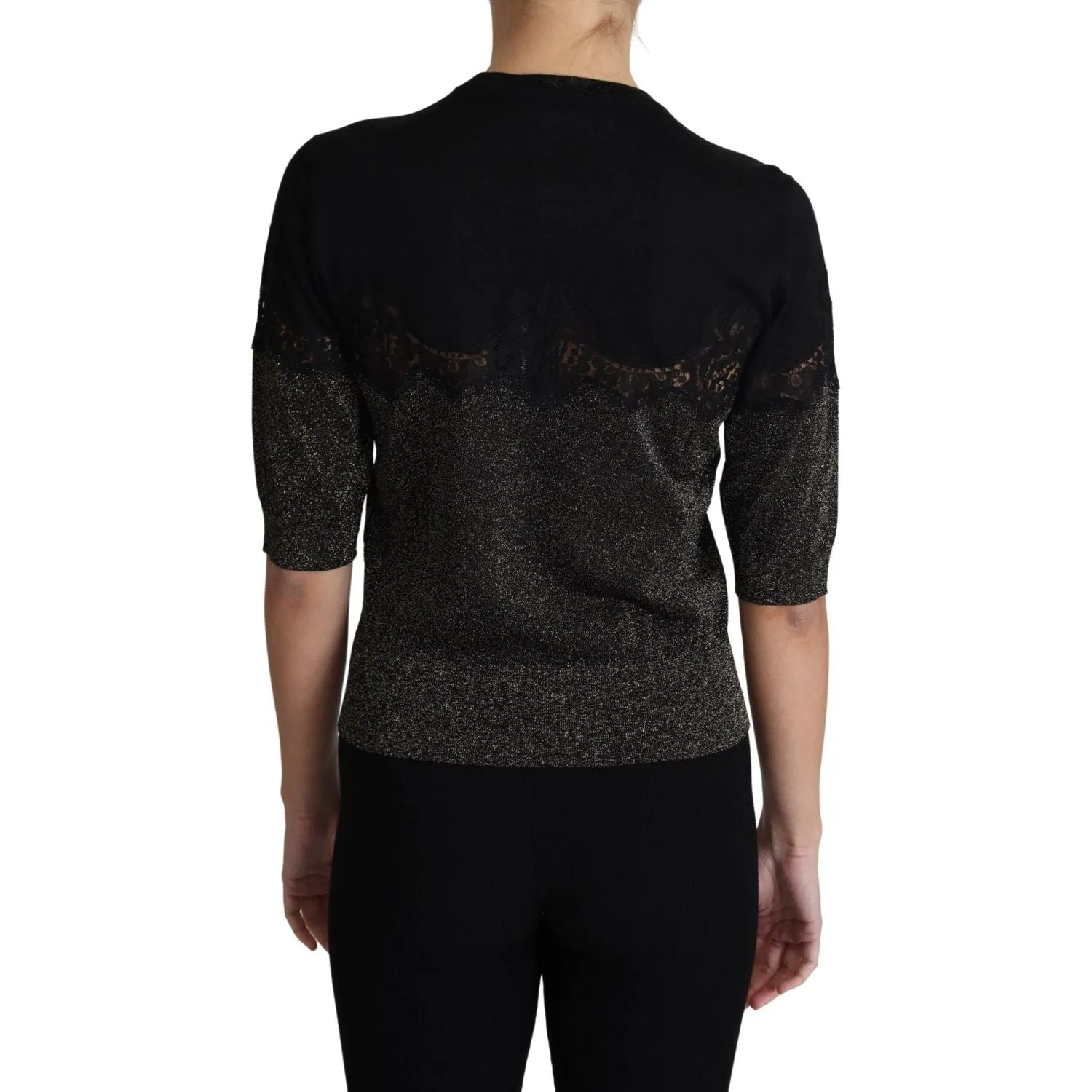 Dolce & Gabbana Elegant Lurex Threaded Jersey Lace Blouse