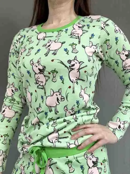 DUNS Long Sleeved T-shirt Adult - Dancing Pig Green