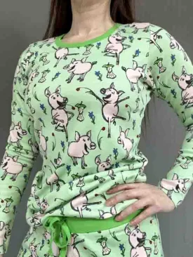 DUNS Long Sleeved T-shirt Adult - Dancing Pig Green