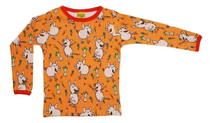 DUNS Long Sleeved T-shirt - Dancing Pig Orange