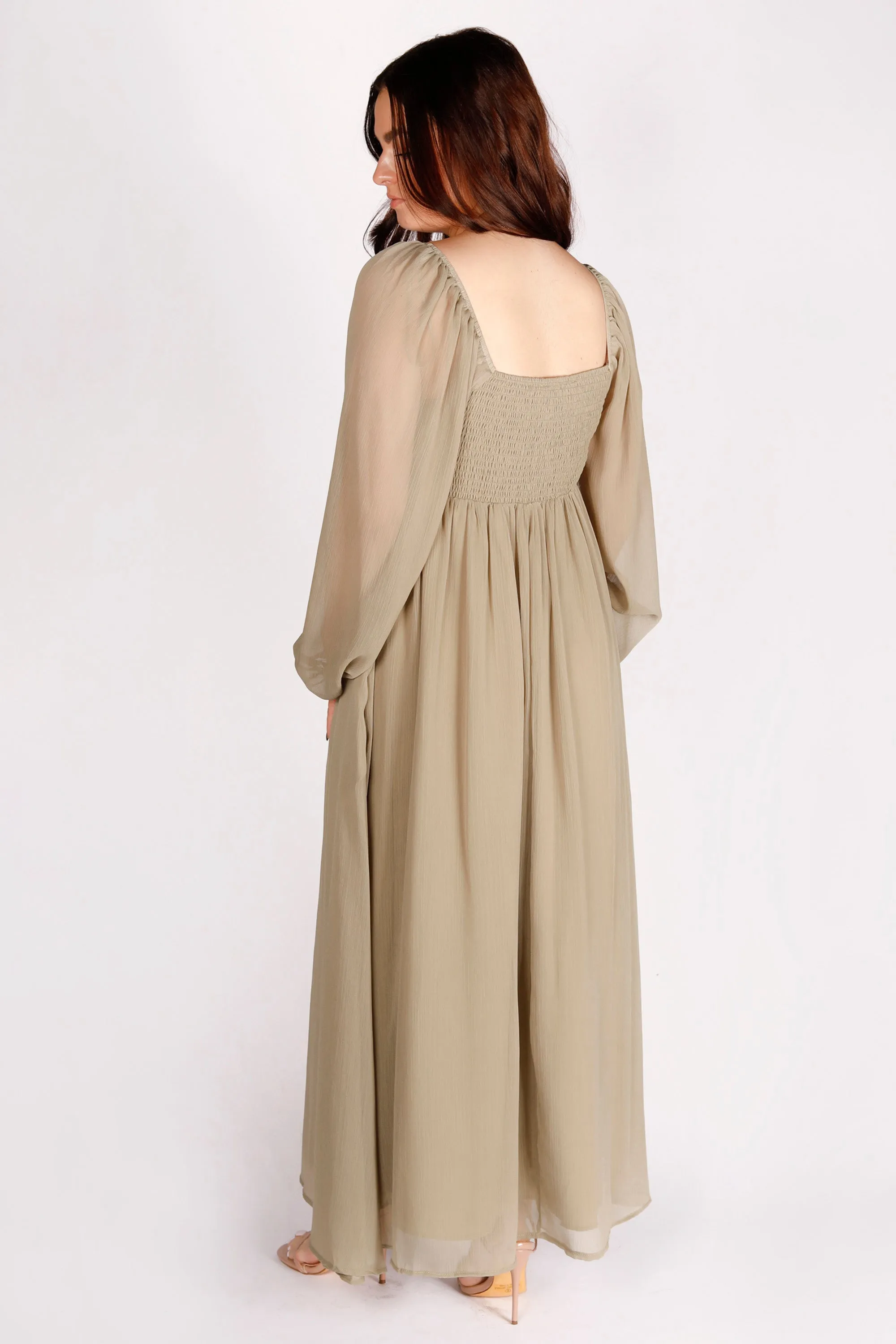 Dusty Olive Chiffon Dress