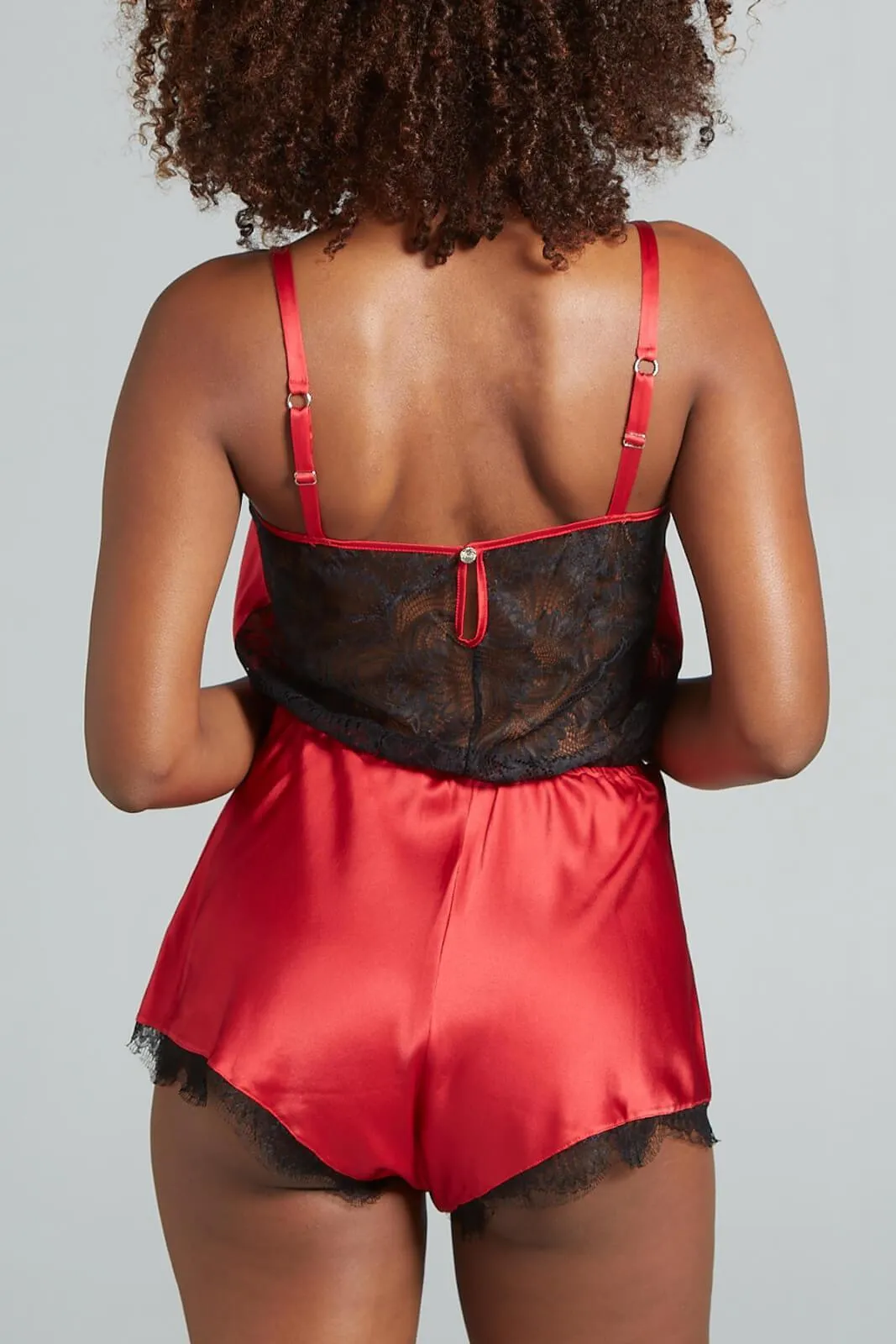 Florence Red Silk Pleasure Romper