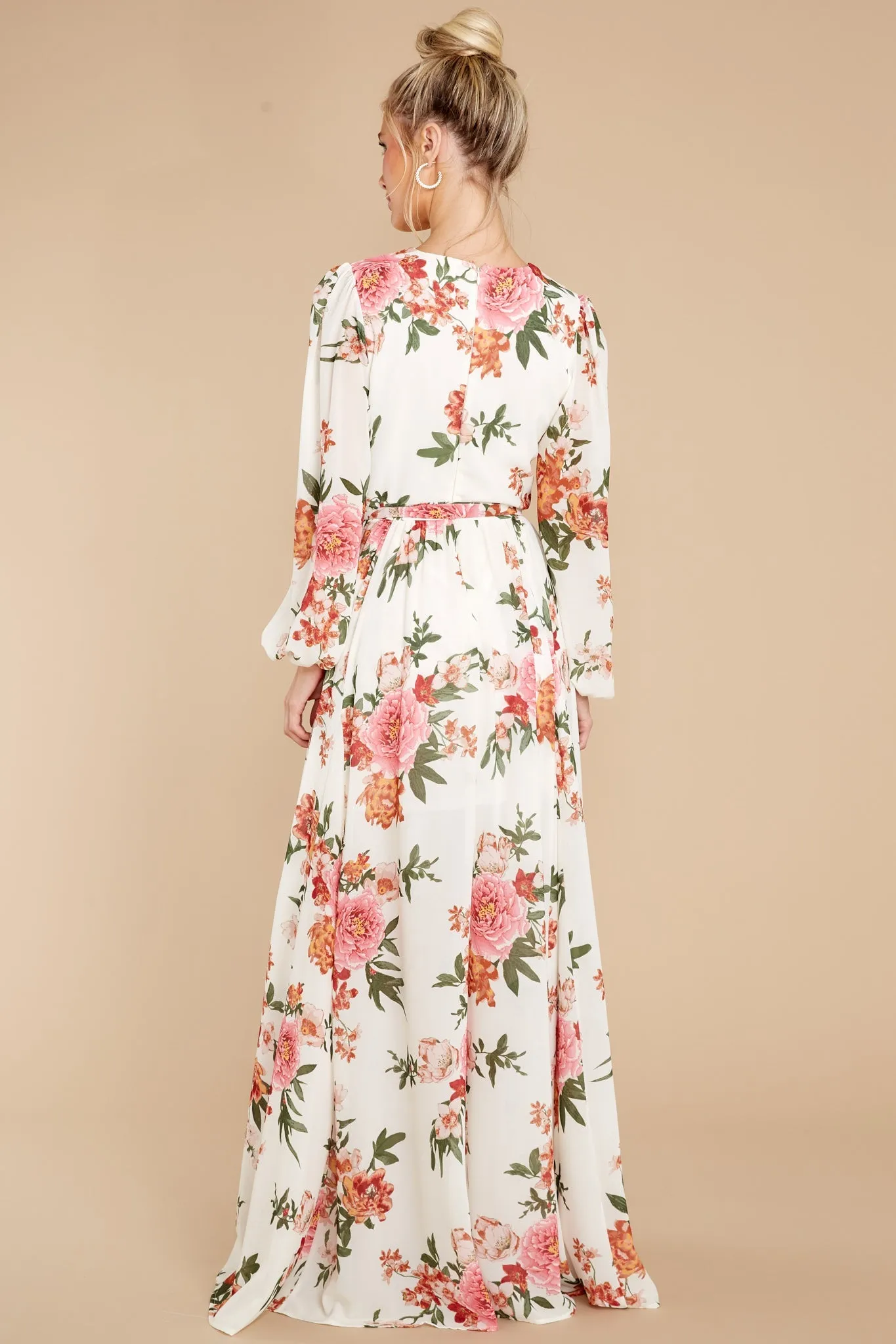 Flowers That Be Cream Floral Print Maxi Dress
