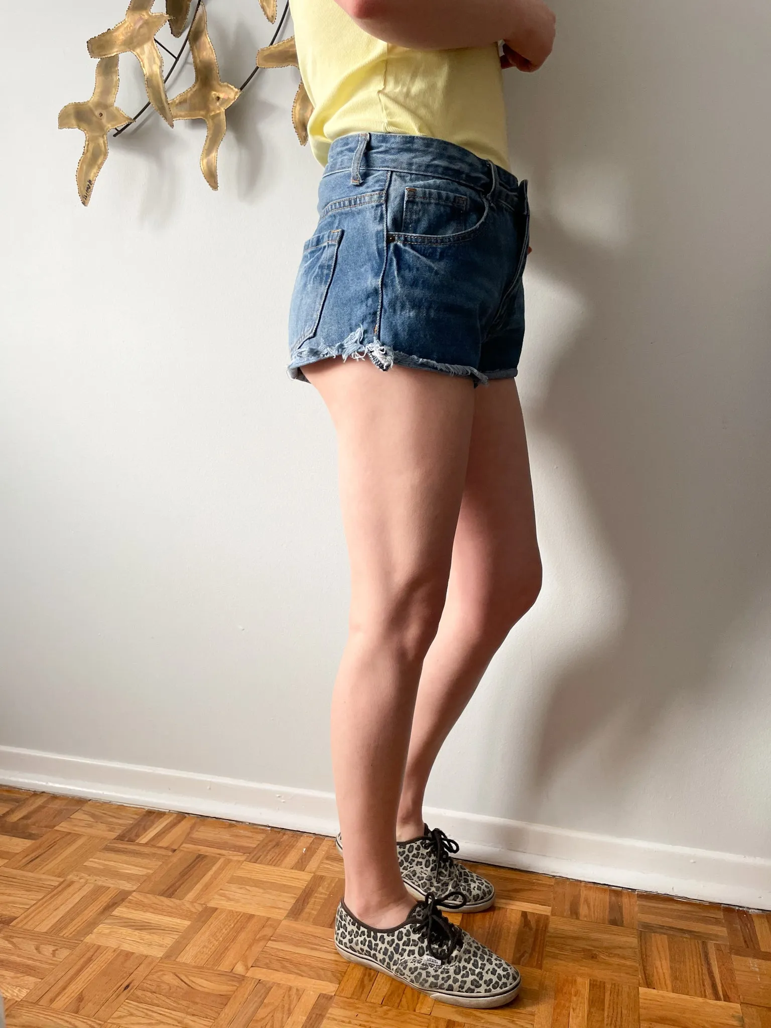 Forever 21 High Rise Cheeky 100% Cotton Cutoff Denim Shorts - Size 31