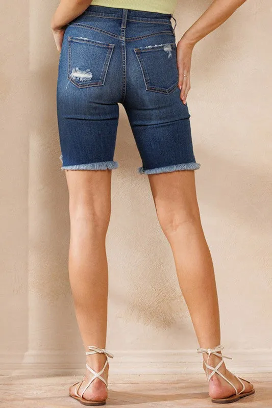 High Rise Biker Jean Shorts
