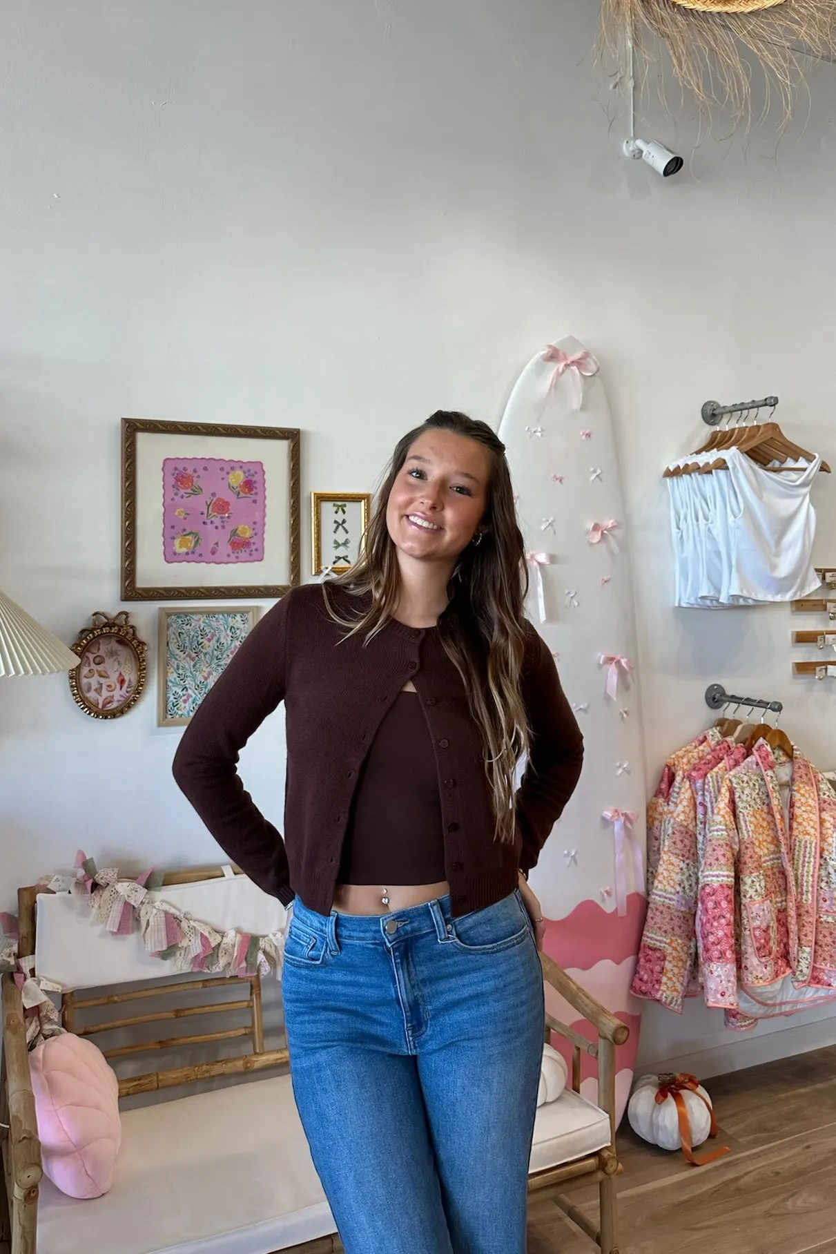 Hope Cropped Cardigan in Brown