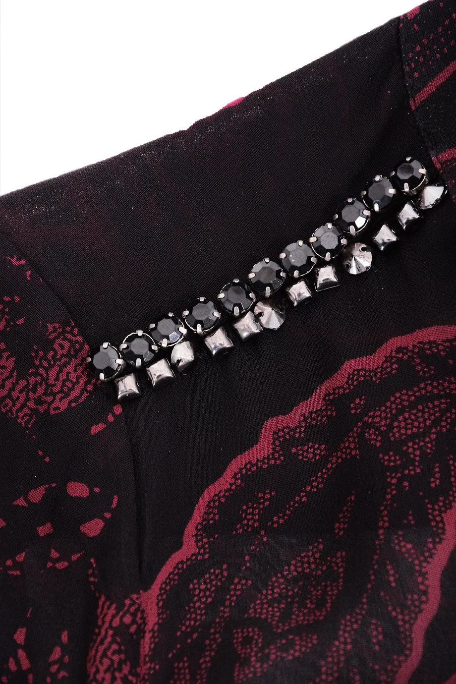 JAEDA Raspberry Sheer Paisley Top