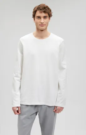 LONG SLEEVE CREW NECK T-SHIRT IN ANTIQUE WHITE