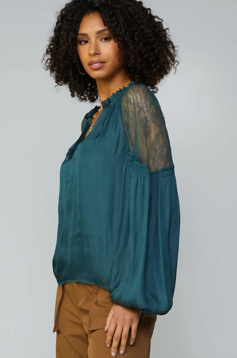 Long Sleeve Ruffle Neck Blouse