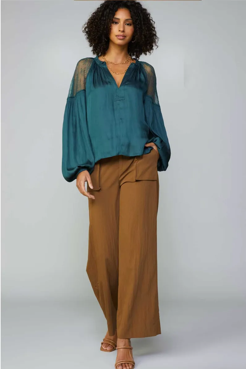 Long Sleeve Ruffle Neck Blouse
