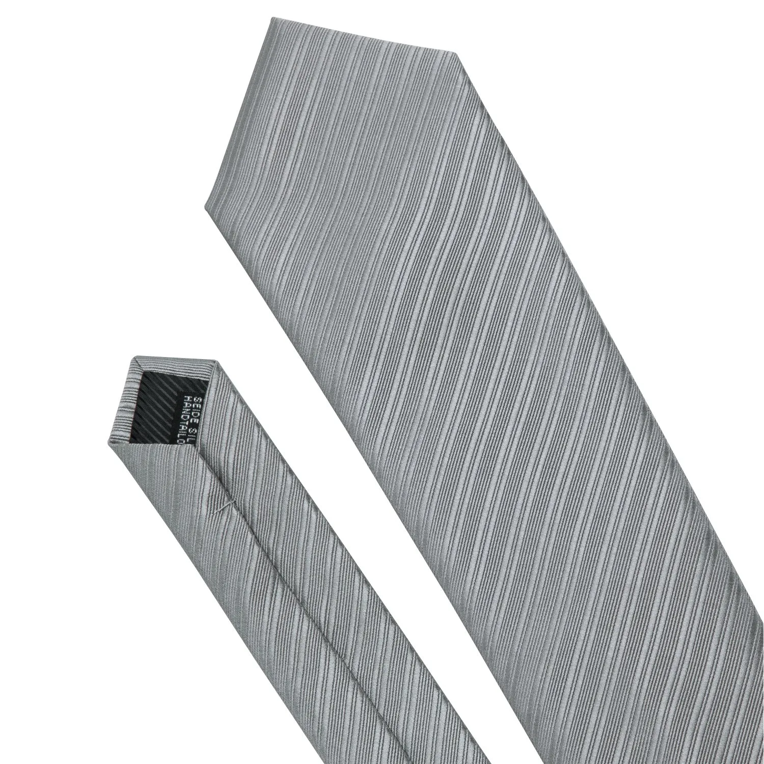 Men's Grey Striped Tie Hanky Cufflinks Set