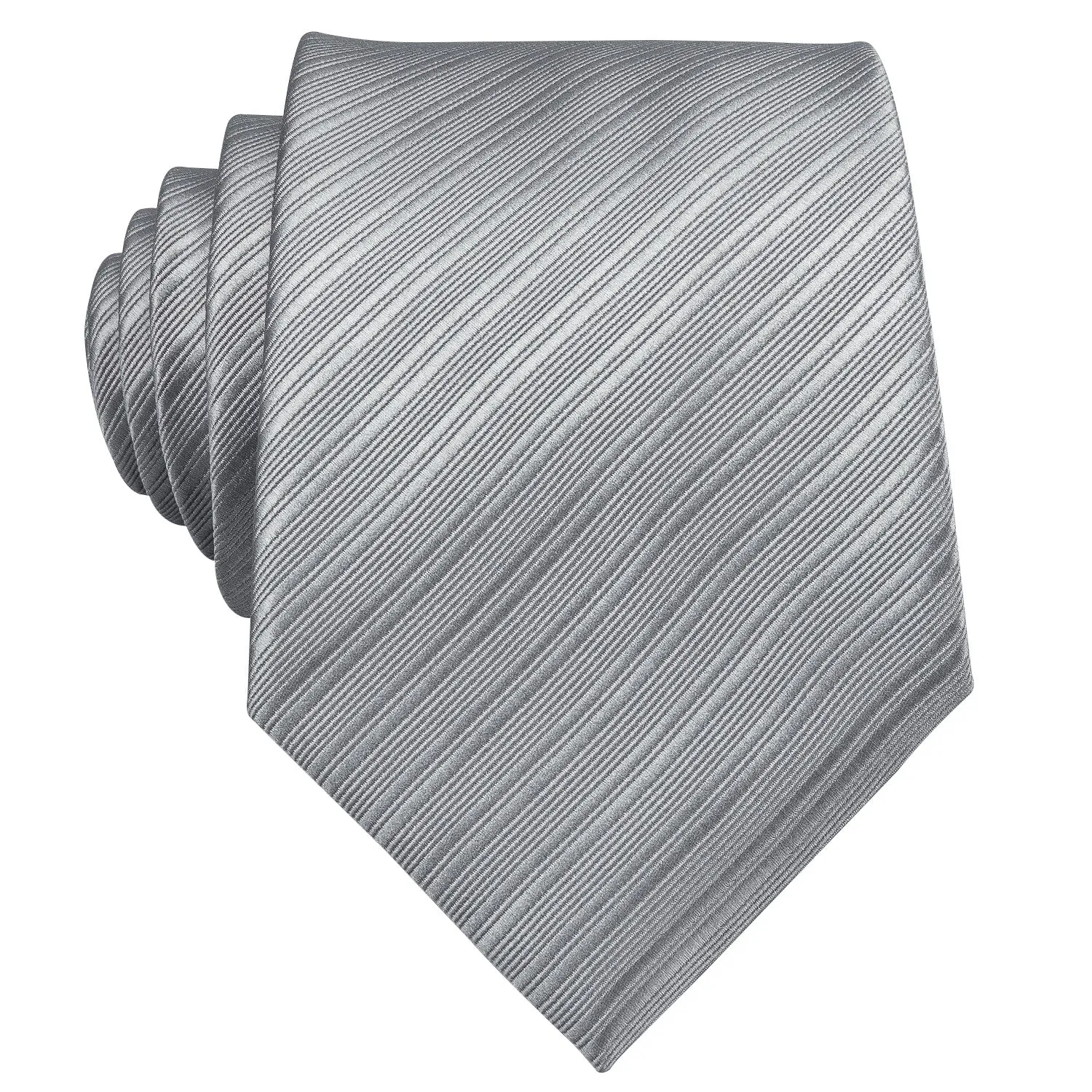 Men's Grey Striped Tie Hanky Cufflinks Set