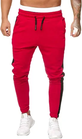 Mens Heavyweight Fleece Marled Stretch Elastic Waist Drawstring Cargo Workout Jogger Sport Basic Trousers Sweatpants