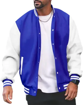 Men's Varsity Letterman Jacket College Baseball High School Bomber Jacket Lightweight Slim Fit Jackets for Men Women