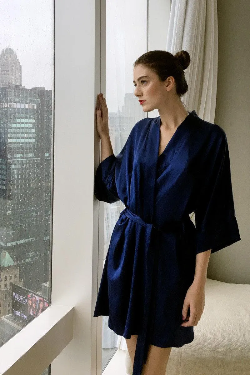 Midnight Blue Silk Kimono
