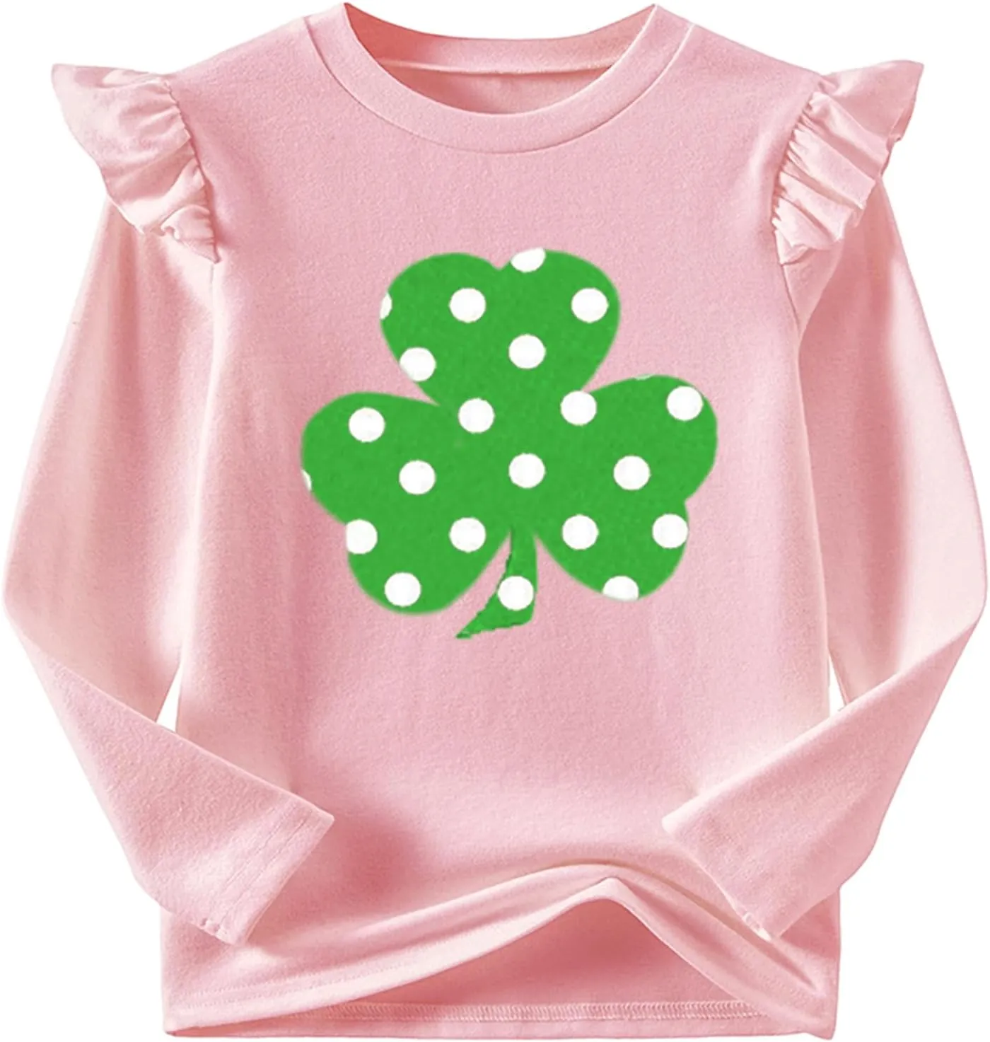 Niyage Girls Cotton Long Sleeve T-Shirt Toddler Comfort Soft Thick Basic Crewneck Tee Tops with Ruffles Trim