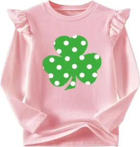 Niyage Girls Cotton Long Sleeve T-Shirt Toddler Comfort Soft Thick Basic Crewneck Tee Tops with Ruffles Trim