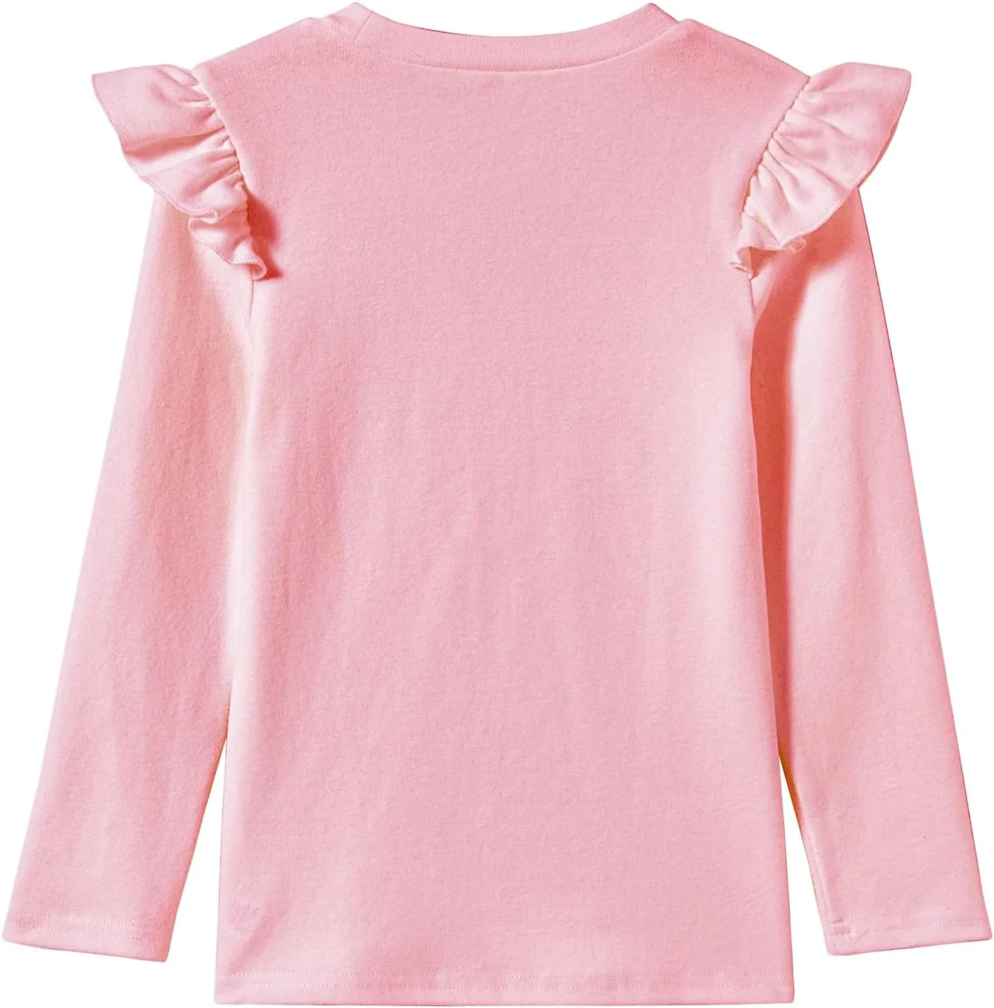 Niyage Girls Cotton Long Sleeve T-Shirt Toddler Comfort Soft Thick Basic Crewneck Tee Tops with Ruffles Trim