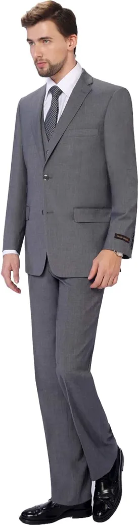 P&L Men's Suit 3 Piece Classic Fit Suit Jacket & Expandable Waist Dress Pants & Vest Set